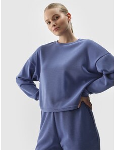 4F Moteriškas sportinis neatsegamas džemperis su modalio priemaiša - tamsiai mėlynas