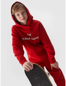 4F **Sportinis neatsegamas džemperis su gobtuvu berniukams - vyšninės spalvos