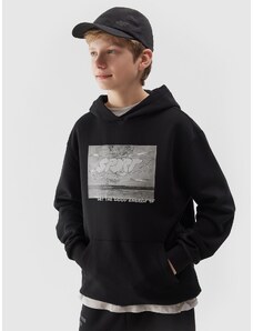 4F **Sportinis neatsegamas džemperis su gobtuvu berniukams - juodas