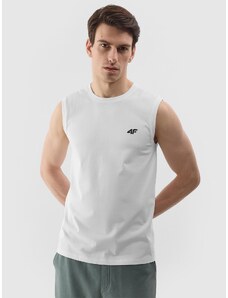 4F Vyriški tank top regular lygūs marškinėliai - balti