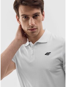 4F Vyriški polo regular lygus marškinėliai - balti