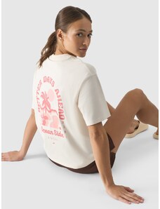 4F Moteriški T-shirt oversize marškinėliai su grafika - kreminės spalvos