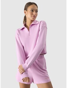 4F Moteriškas sportinis džemperis su organinės medvilnės priemaiša - pudra rožinė spalva