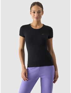 4F Moteriški T-shirt slim lygūs marškinėliai - juodi