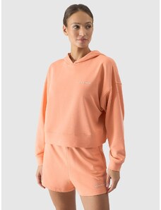 4F Moteriškas sportinis neatsegamas džemperis su gobtuvu - lašišos spalvos