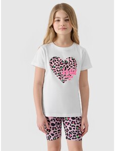 4F T-shirt marškinėliai su grafika mergaitėms - balti