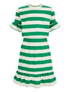 WE Fashion Suknelė žolės žalia / balta