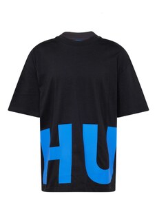 HUGO Marškinėliai 'Nannavaro' azuro spalva / juoda