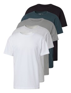 Abercrombie & Fitch Marškinėliai žalsvai mėlyna / pilko džinso / šviesiai pilka / juoda / balta