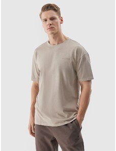 4F Vyriški T-shirt oversize lygus marškinėliai - smėlio spalvos