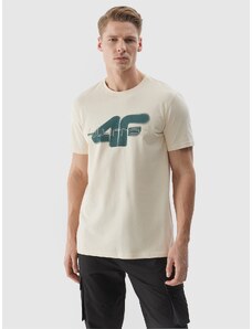 4F Vyriški T-shirt regular marškinėliai su grafika - kreminės spalvos