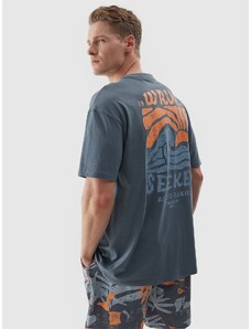 4F Vyriški T-shirt oversize marškinėliai su grafika - pilki