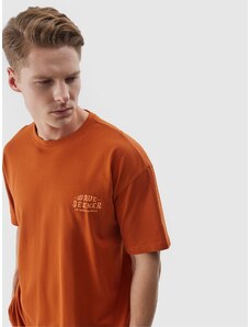 4F Vyriški T-shirt oversize marškinėliai su grafika - rudos spalvos