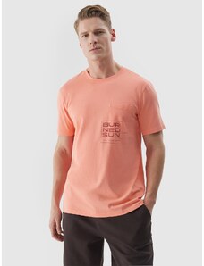 4F Vyriški T-shirt marškinėliai iš organinės medvilnės su grafika - oranžiniai