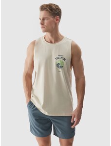 4F Vyriški tank top marškinėliai su grafika - smėlio spalvos