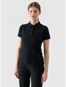4F Moteriški polo slim marškinėliai - juodi