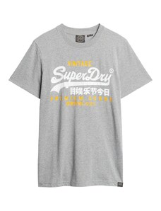 Superdry Marškinėliai tamsiai mėlyna jūros spalva / šviesiai pilka / oranžinė / balta