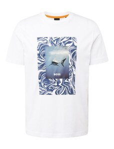 BOSS Marškinėliai 'Te_Tucan' tamsiai mėlyna jūros spalva / tamsiai pilka / balta
