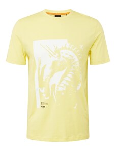 BOSS Marškinėliai 'Sea Horse' pastelinė geltona / juoda / balta
