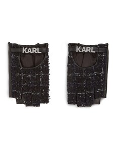 Karl Lagerfeld Trumpos pirštinės be pirštų galų 'Essential' juoda / balta