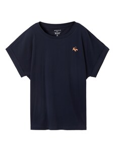 TOM TAILOR Marškinėliai tamsiai mėlyna / abrikosų spalva / koralų splava