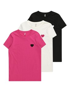 KIDS ONLY Marškinėliai 'JESSIE' tamsiai rožinė / juoda / balkšva