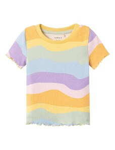 NAME IT Marškinėliai 'HERMINA' šviesiai mėlyna / geltona / šviesiai violetinė / rožių spalva