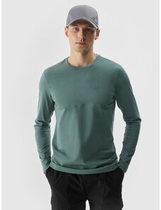 4F Vyriški Longsleeve regular lygus marškinėliai - khaki spalvos