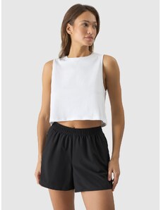4F Moteriški Crop - top oversize lygus marškinėliai - balti