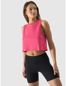 4F Moteriški Crop - top oversize lygus marškinėliai - rožiniai