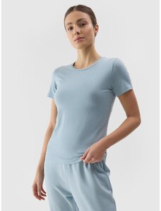 4F Moteriški T-shirt slim lygus marškinėliai - šviesiai mėlyni