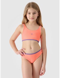 4F Dviejų dalių maudymosi kostiumėlis mergaitėms - koralų/violetinės spalvos