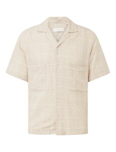 JACK & JONES Marškiniai 'CAIRO' smėlio spalva / balta