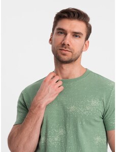 Ombre Clothing Vyriški marškinėliai su išsklaidytomis raidėmis - žali V5 OM-TSFP-0179