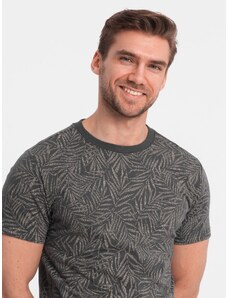 Ombre Clothing Vyriški marškinėliai su palmių lapais - grafito spalvos V4 OM-TSFP-0182