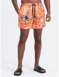 Ombre Clothing Vyriški maudymosi šortai su gėlių raštu - oranžiniai V5 OM-SRBS-0140