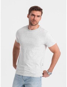 Ombre Clothing Vyriški marškinėliai su palmių lapais - pilki V2 OM-TSFP-0182