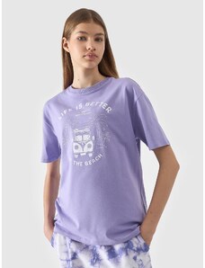 4F T-shirt oversize marškinėliai su grafika mergaitėms - violetiniai
