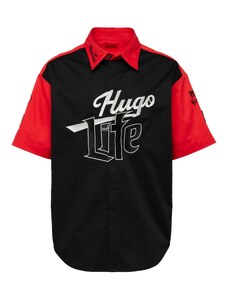 HUGO Red Marškiniai 'Escar' raudona / juoda / balta