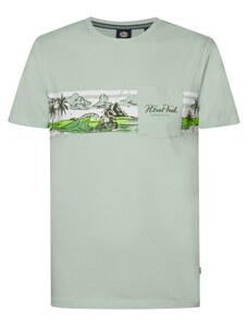 Petrol Industries Marškinėliai 'Classic' žalia / pastelinė žalia / juoda / balkšva