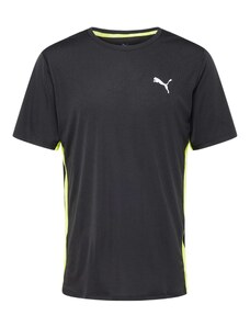 PUMA Sportiniai marškinėliai 'RUN FAVORITE VELOCITY' pilka / šviesiai žalia / juoda