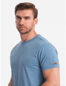 Ombre Clothing Vyriški marškinėliai su spalvotomis raidėmis - mėlyni džinsiniai V4 OM-TSFP-0185