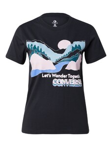 CONVERSE Marškinėliai 'OUTDOOR ART' šviesiai mėlyna / benzino spalva / juoda / balta