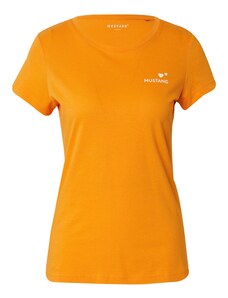 MUSTANG Marškinėliai 'ALBANY' tamsiai oranžinė / balta