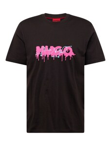 HUGO Marškinėliai 'Dacation' šviesiai mėlyna / neoninė rožinė / juoda