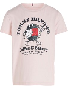 TOMMY HILFIGER Marškinėliai rožių spalva / raudona / juoda / balta