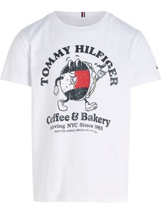 TOMMY HILFIGER Marškinėliai kraujo spalva / juoda / balta