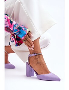 Gamintojas nenurodytas Moteriški zomšiniai bateliai su ornamentuotu dirželiu violetinės spalvos Lirosa