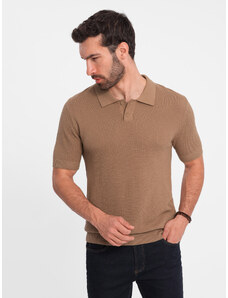 Ombre Clothing Vyriški struktūrizuoti trikotažiniai polo marškinėliai - šviesiai rudi V3 OM-POSS-0117