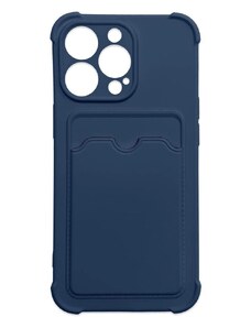 Gamintojas nenurodytas Kortelės šarvų dėklas dėklas, skirtas iPhone 12 Pro Max kortelių piniginei, silikoninis oro krepšys, šarvų dėklas, tamsiai mėlynas